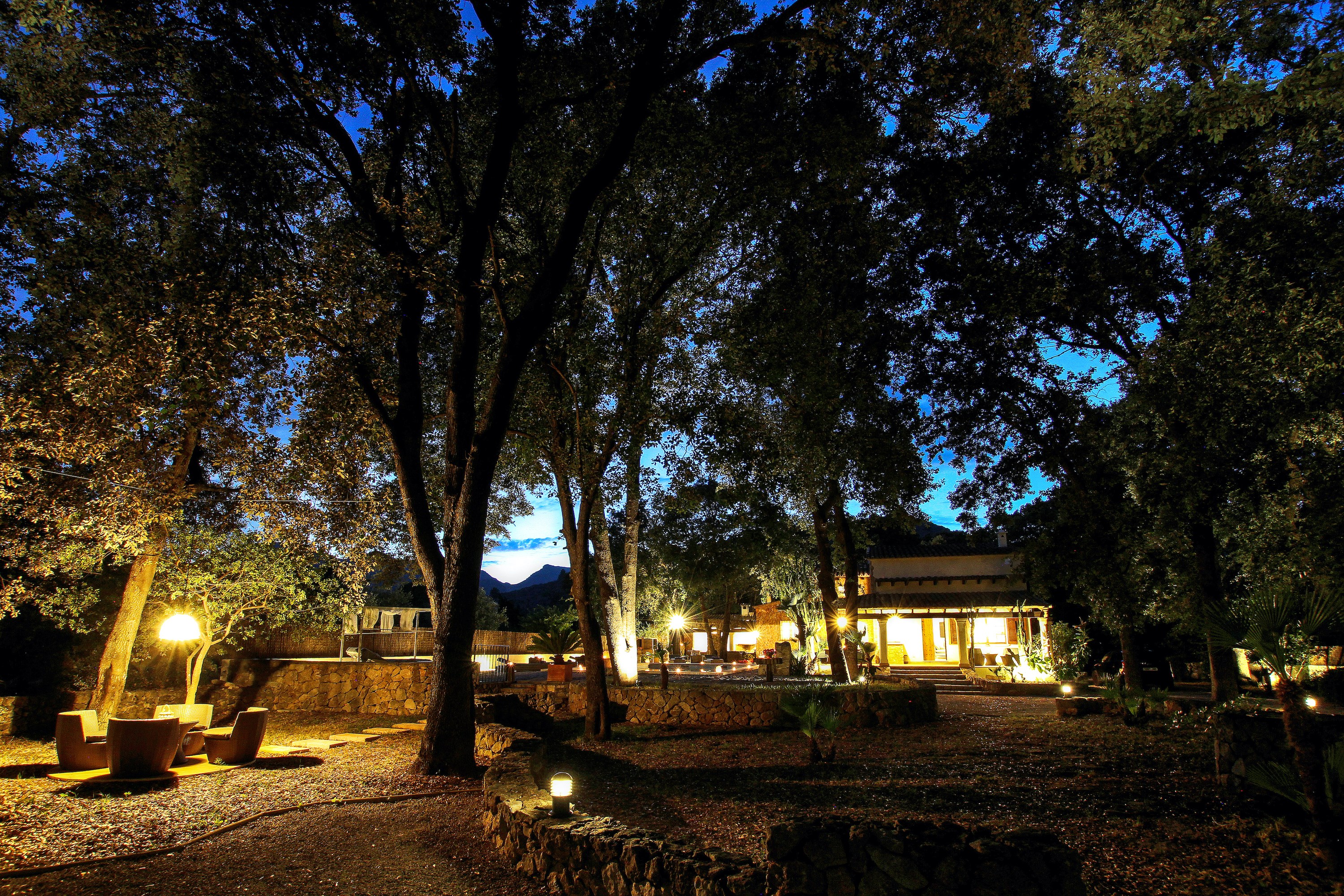 Garden lighting at night